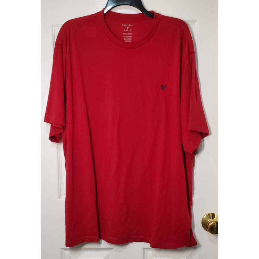 American Eagle Red T-Shirt Mens XXXL Super Soft Standard Fit Logo Casual Tee